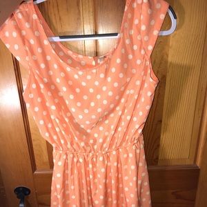 Coral poka-dotted dress